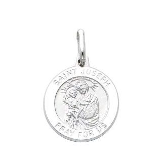 14K White Gold Religious Saint Joseph Medal Charm Pendant The World Jewelry Center Jewelry