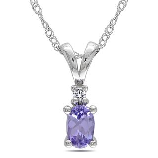 Miadora 10k White Gold Diamond and Tanzanite Necklace Miadora Gemstone Necklaces