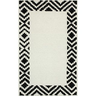 nuLOOM Handmade Wool/ Faux Silk Border Black Rug (7'6 x 9'6) Nuloom 7x9   10x14 Rugs