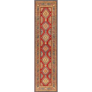 Afghan Hand knotted Kazak Red/ Ivory Wool Rug (2'9 x 11'8) Runner Rugs