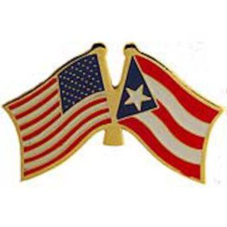 American & Puerto Rico Flags Pin 1" Clothing