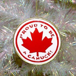 2.5" Red and White "Proud To Be a Canuck" Canadian Christmas Ornament #W30101   Decorative Hanging Ornaments