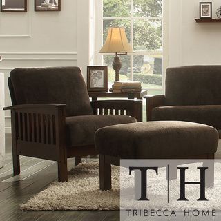 Tribecca Home Mission Dark Brown Champion Fabric Chair and Ottoman Tribecca Home Chairs