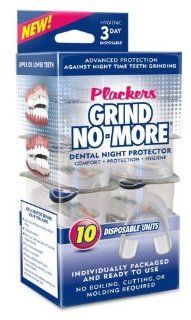 The first disposable and ready to use night guard, offers a cost effective solution that provides exceptional comfort, protection and hygiene   Plackers Mouth Guard Grind No More Night Time Use   1 package (10 count) 