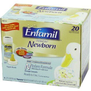Enfamil PREMIUM Newborn Infant Formula, Plastic Nursette Bottles, 2 Ounce (6 Count) Health & Personal Care
