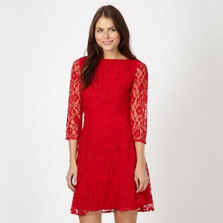 Red Herring Red lace skater dress