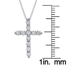 14k White Gold 1ct TDW Diamond Cross Necklace (H I, SI2) Diamond Necklaces