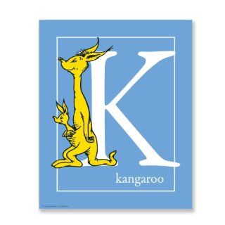 K   KANGAROO, Blue Dr. Seuss Letter Art  Seuss Prints  Nursery Wall Decor  Baby