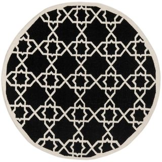 Safavieh Hand woven Moroccan Dhurrie Black Wool Rug (8' Round) Safavieh Round/Oval/Square