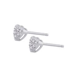 10k White Gold 1/8ct TDW Heart shaped Diamond Earrings (J K, I1 I2) Diamond Earrings