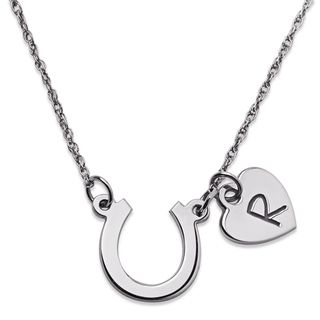 Sterling Silver Horseshoe and Engraved Heart Necklace Sterling Silver Necklaces
