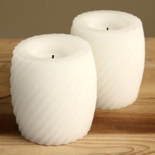 Ribbed Hurricane Flameless LED Vanilla Wax Candles (Set of 2) Candles & Accessories