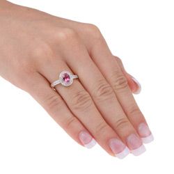 14k Gold Pink Tourmaline and 1/10ct TDW Diamond Ring (H I, I2 I3) Gemstone Rings