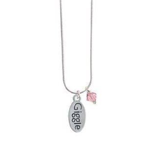 Giggle Oval Light Rose Bicone Charm Necklace [Jewelry] Pendant Necklaces Jewelry