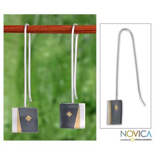 24k Goldplated Silver 'Secret of Light' Earrings (Mexico) Novica Earrings