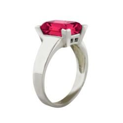 10k Gold Emerald cut Synthetic Ruby Solitaire Ring Gemstone Rings