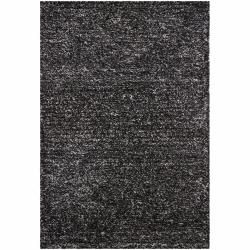 Hand woven Mandara Black/ White Shag Rug (5' x 7'6) Mandara 5x8   6x9 Rugs