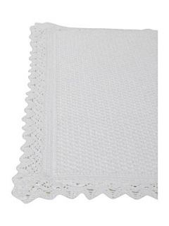 Linea Lace trimmed textured bathmat in white