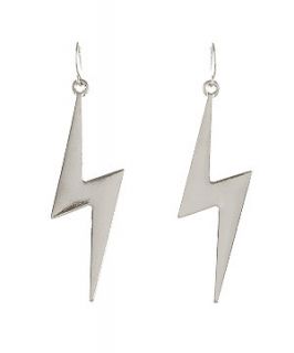 Silver Lightening Bolt Drop Earrings