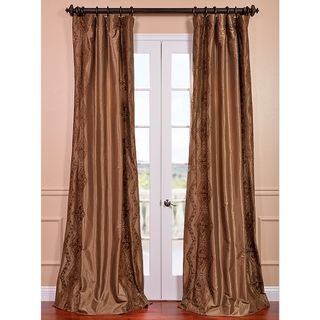 Chai Embroidered Faux Silk 96 inch Curtain Panel EFF Curtains
