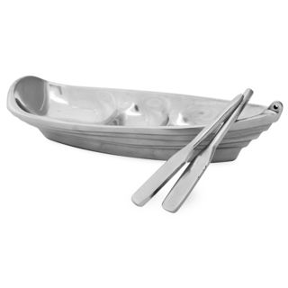Aluminum 13 inch Boat Tray with Two Oar Servers KINDWER Serving Platters/Trays