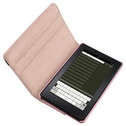 Pink Swivel Leather Case/ Silver Stylus for  Kindle Fire BasAcc Tablet PC Accessories