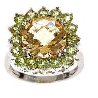 D'Yach Sterling Silver Citrine and Peridot Ring D'Yach Gemstone Rings
