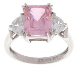 10k White Gold Pink and Clear CZ Ring Cubic Zirconia Rings