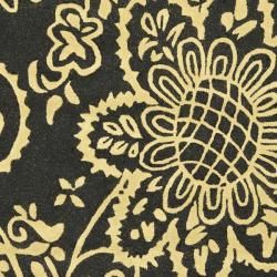 Handmade Soho Black Green/Ivory New Zealand Wool Rug (5' x 8') Safavieh 5x8   6x9 Rugs