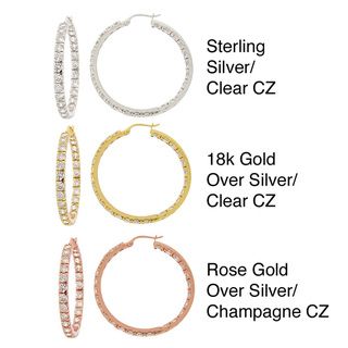 Icz Stonez Gold over Silver 9 1/3ct TGW Cubic Zirconia Hoop Earrings ICZ Stonez Cubic Zirconia Earrings