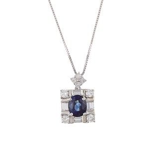 Kabella 18k White Gold Sapphire and 2/5ct TDW Diamond Necklace (H, SI1 SI20 Kabella Jewelry Gemstone Necklaces