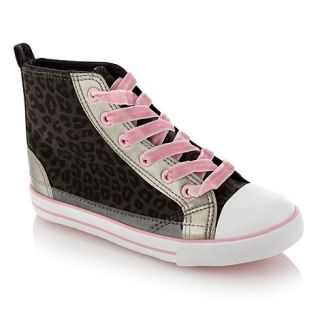 bluezoo Girls grey leopard printed high top trainers