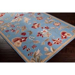 Hand hooked Blue Andre Wool Rug (5' x 8') Surya 5x8   6x9 Rugs