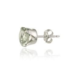 Glitzy Rocks Sterling Silver 2 2/5ct TGW 7 mm Green Amethyst Stud Earrings Glitzy Rocks Gemstone Earrings