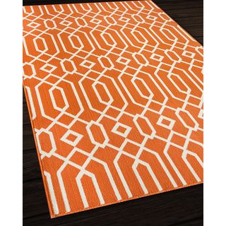 Indoor/ Outdoor Orange Links Rug (3'11 x 5'7) 3x5   4x6 Rugs
