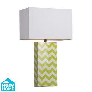 HGTV HOME Green and White Chevron Ceramic Table Lamp HGTV HOME Table Lamps