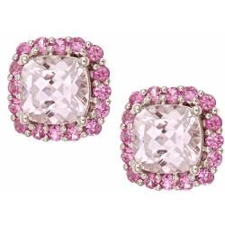 D'Yach 14k White Gold Kunzite and Pink Sapphire Earrings D'Yach Gemstone Earrings