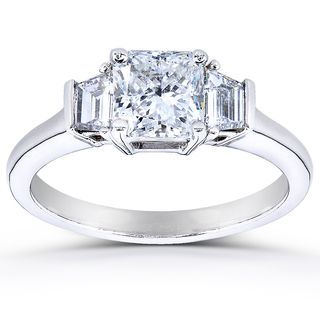 Annello 14k Gold Certified 1 1/5ct TDW Radiant Cut Three Stone Diamond Ring (H, SI1) Annello One of a Kind Rings