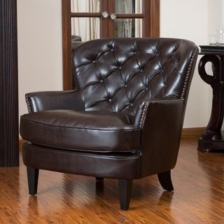 Christopher Knight Home Tafton Tufted Brown Leather Club Chair Christopher Knight Home Chairs