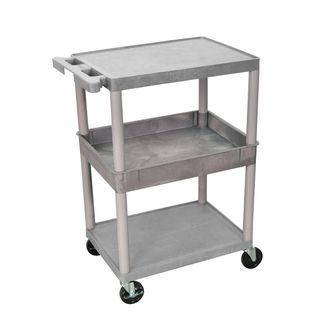 Luxor Heavy duty Three shelf Utility Cart with Locking Caster Wheels Luxor Stands & Carts