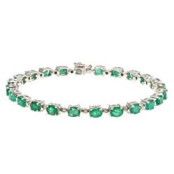 D'Yach Sterling Silver Emerald and 1/6ct TDW Diamond Bracelet (G H, I1 I2) D'Yach Gemstone Bracelets