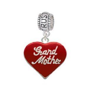 Red ''Grandmother'' Heart Trust in God Charm Bead Delight Jewelry Jewelry