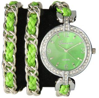 Pop of Color Designer Chain Wrap Watch Neon Green NARMI Watches