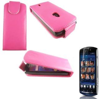 Flip Case Cover Skin And LCD Screen Protector For Sony Ericsson Xperia Neo / Pink Cell Phones & Accessories
