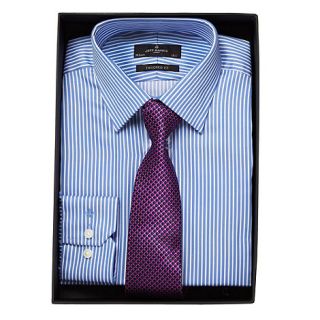 Jeff Banks Designer blue striped tailored fit shirt and jacquard tie