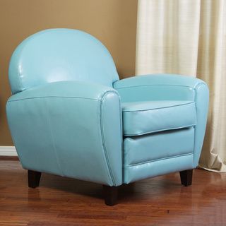 Christopher Knight Home Oversized Teal Blue Leather Club Chair