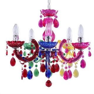 Litecraft Marie Therese 5 Light Dual Mount Chandelier   Multicoloured