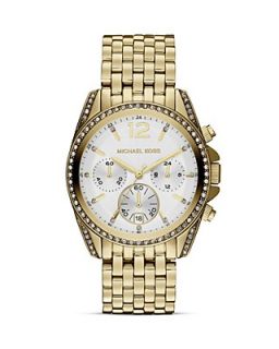 Michael Kors Mid Size Gold Tone Pressley Chronograph Glitz Watch, 39mm's