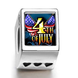 Soufeel 4Th Of July independence Day Family Three Heart European Charms Pandora Bracelets Compatible Jewelry