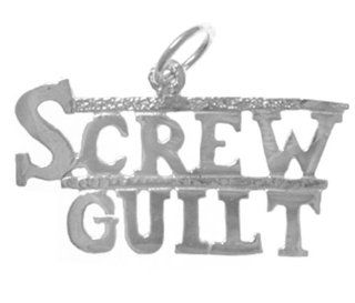 Alcoholics Anonymous Saying Pendant, #163 15, Sterling Silver, "Screw Guilt" Jewelry